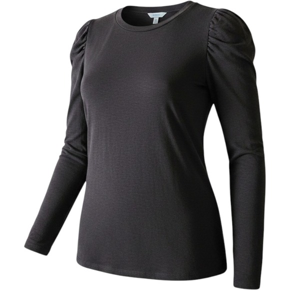 Time and Tru Tops - TIME AND TRU Puff Sleeve Crew Neck Long Sleeve T Shirt Top‎ XXXL Black 3X 3XL 22